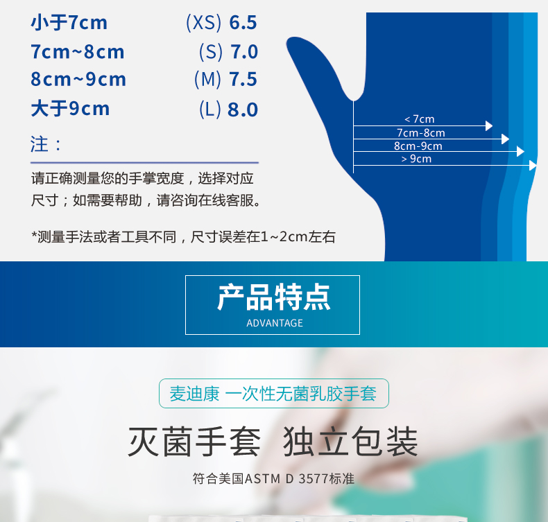 /inside/Medicom麦迪康 Safe Basics一次性使用灭菌橡胶外科手套（有粉麻面1x50副盒）4-1561455147636.jpeg