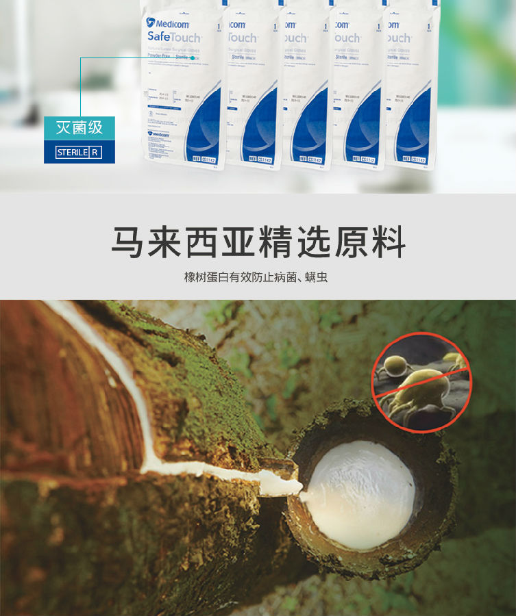 /inside/Medicom麦迪康 Safe Basics一次性使用灭菌橡胶外科手套（有粉麻面1x50副盒）5-1561455154506.jpeg